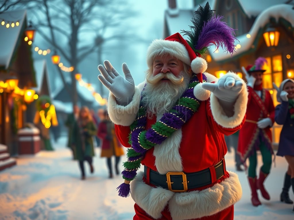 Santa Claus Celebrates Mardi Gras